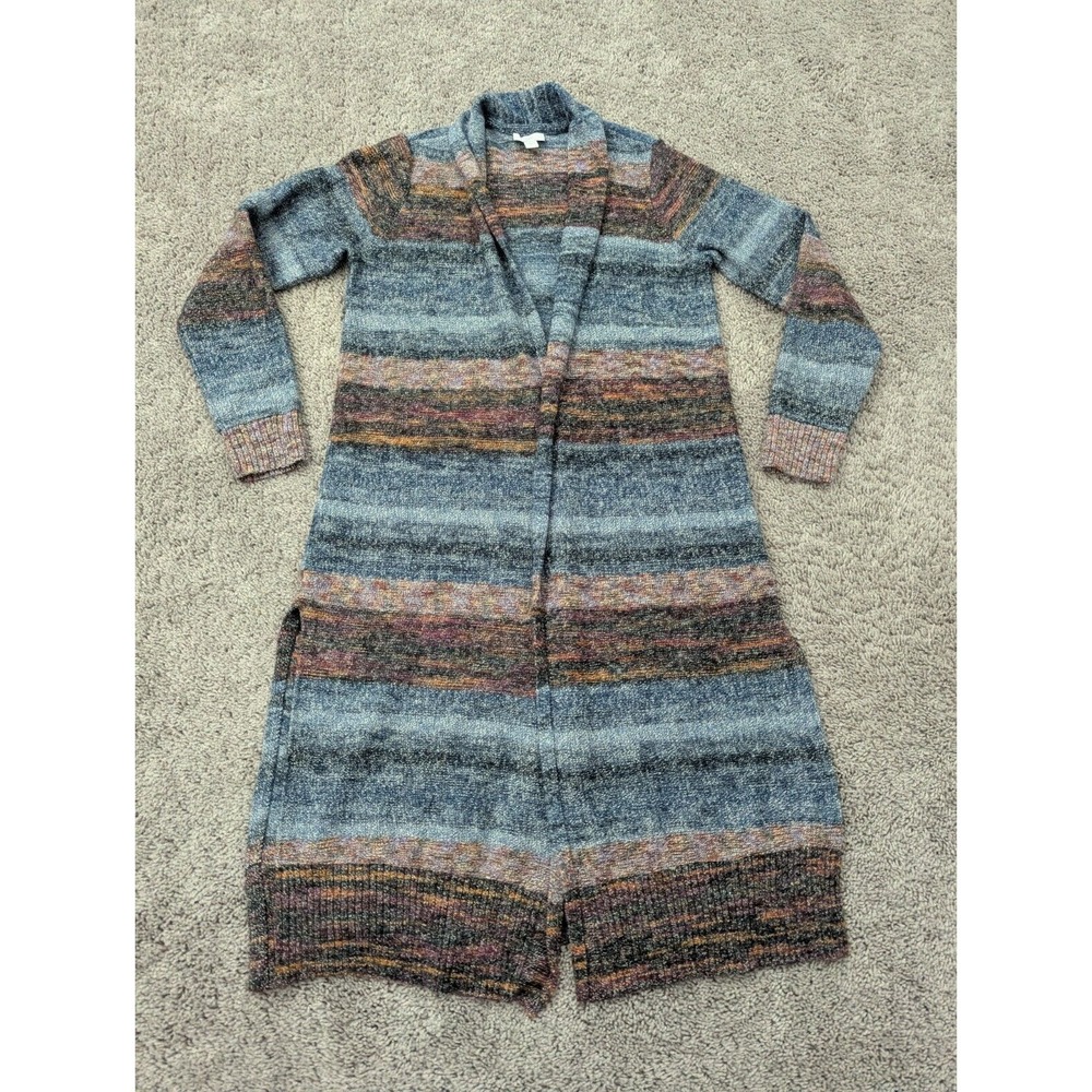 J. Jill Cardigan Womens Small Sweater Open Front Striped Knit Brown